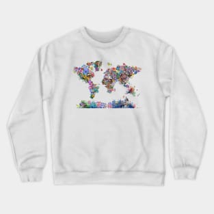 world map floral Crewneck Sweatshirt